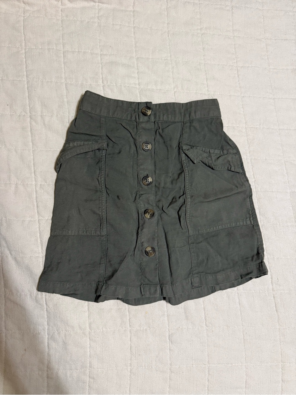 American Eagle Olive Green Button-Front Cargo Utility Mini Skirt Size XS